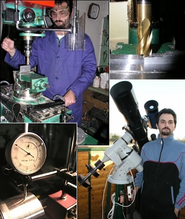 il titolare alle prese con la fresatrice e il suo telescopio